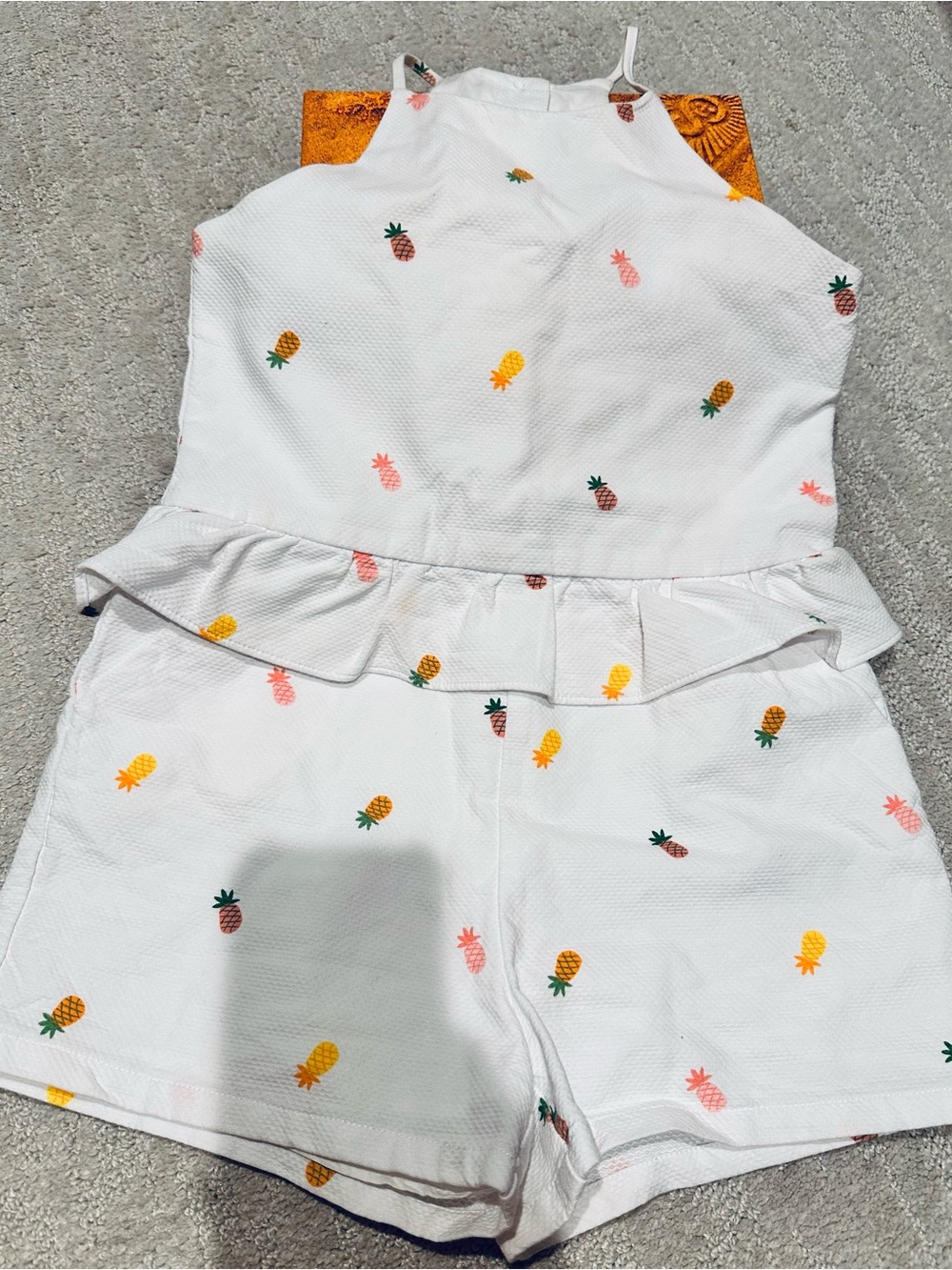 Janie and Jack White Pineapple Print Peplum Romper